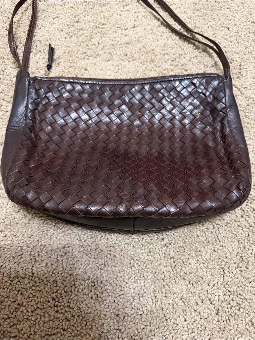 Vintage 1980's Italian Leather Brown Woven Purse Exclusively Made For Younkers - Picture 3 of 5